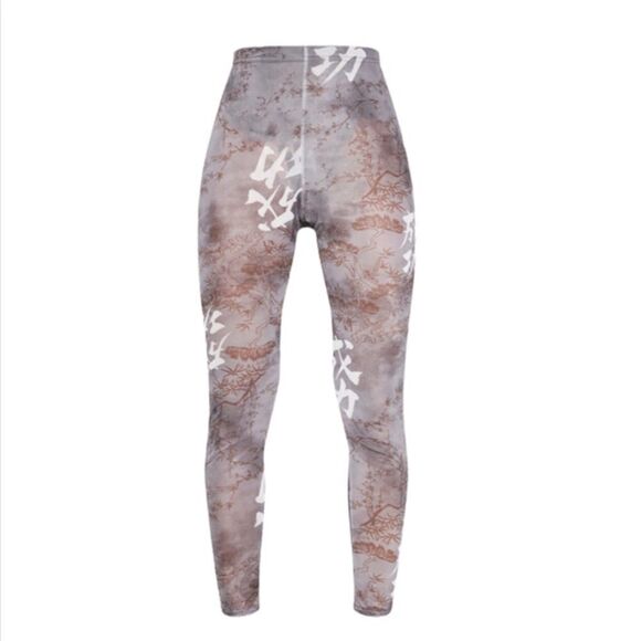 PRETTYLITTLETHING Grey Oriental Mesh High Waisted Leggings - Picture 4 of 6